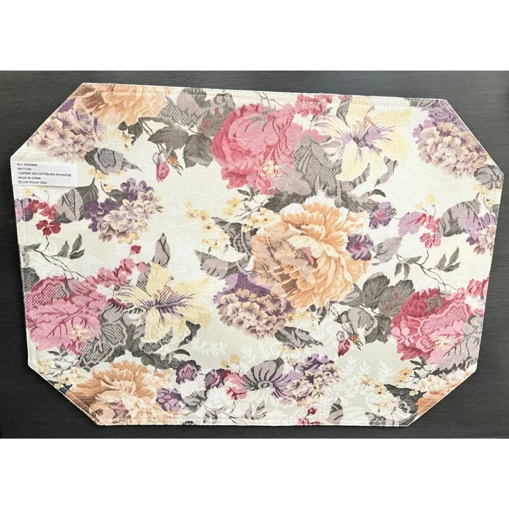 NOS Royal Palace Allysa 8 Placemats & Napkins Set Floral Cottagecore Granny Vtg
